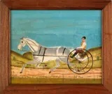theorem of a sulky driver by William Rank, oil on velvet, sold Jun 2012