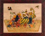 theorem of a cornucopia of fruit by William Rank, oil on velvet, sold Jun 2012