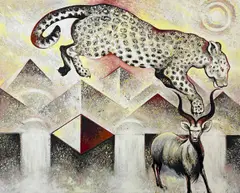 Desires in Conflict by Lowell Nesbitt, 1986, oil on canvas (unstretched), sold Mar 2025