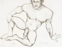 Untitled (Male Nude) by Lowell Nesbitt, 1988, pastel on paper, sold Mar 2025