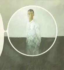 Untitled (Man in Field) by William Thomson, acrylic on paper, sold Mar 2025