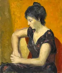 Untitled (Portrait of a Woman) by Albert Bela Bauer, oil on canvas, sold Apr 2025