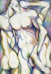 Untitled (Complex Nude Figure) by Lowell Nesbitt, 1983-1988, pastel on Artist's Board, sold Apr 2025