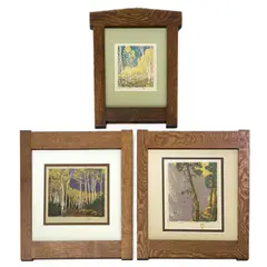 Aspen Thicket / Cliff Dwellings / Aspen Red River, 3 Editions by Gustave Baumann, offset lithograph, sold Apr 2025