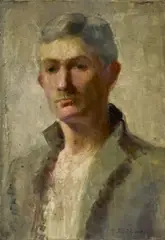 Untitled (Portrait of a Man) by John R. Grabach, oil on canvas, sold Apr 2025