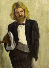 Untitled (Man in a Tuxedo) by Albert Bela Bauer, oil on canvas, sold Apr 2025