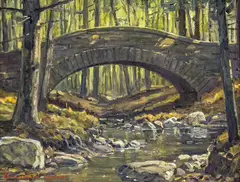 Untitled (Forest Bridge) by Stapleton Kearns, oil on canvas, sold Apr 2025