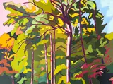 Untitled (Trees) by Janet Cooling, acrylic on canvas, sold Apr 2025
