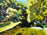 Untitled (Forest) by Janet Cooling, acrylic on canvas, sold Apr 2025