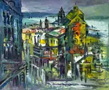 Tarringtown (Tarrytown) on Hudson by Charles Melohs, 1960, oil on canvas, sold Apr 2025