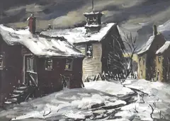 Untitled (Winter Village) by Henry Gasser, gouache on paper, sold Apr 2025