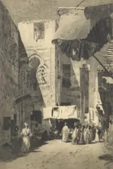 A Street in Cairo by Axel Haig, 1890, etching, sold Apr 2025