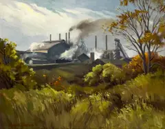 Civilization by Eugene M. Dyczkowski, oil on canvas, sold Apr 2025