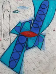 Untitled (Abstract Form) by John Newman, 1985, oil, pastel and pencil on paper, sold May 2025