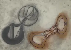 Untitled (Abstract Forms) by John Newman, 1989, pencil, china marker, pastel on paper, sold May 2025