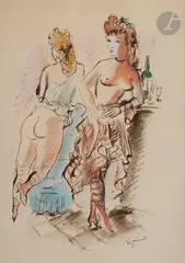 Galanteries de bordel by André Dignimont, Encre et aquarelle, sold Oct 2021