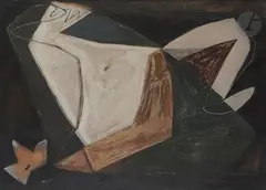 Composition by Gaston-Louis Roux, 1932, Huile et gouache sur papier monté sur toile, sold Oct 2021