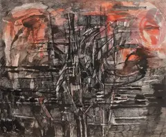 Composition by Pierre Dmitrienko, 1958, Encre et aquarelle, sold Oct 2021