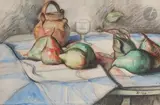 Nature morte aux poires by Robert Adrien Delétang, 1938, Fusain et aquarelle, sold Sep 2021