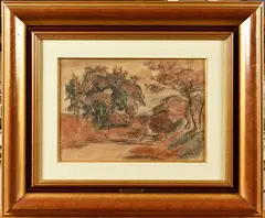 Route en Dordogne by Othon Friesz, 1947, Fusain et sanguine sur papier, sold Jun 2023