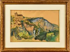 Saint-Cirq-Lapopie by Othon Friesz, Aquarelle et gouache, sold Jun 2023