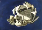 Métaphysique bleue by Ramón Alejandro, 1974, Huile, fusain et gouache sur papier, sold Jul 2009