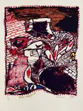 Passe Muraille by Pierre Alechinsky, 1990, Lithographie en couleurs, sold Jul 2009