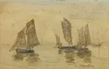 Bateaux by Eugène Boudin, Aquarelle et crayon sur papier, sold Jun 2009