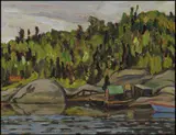 Fishing Shacks, Wawa, Ontario by A. Y. Jackson, 1956, oil on board, sold Nov 2015