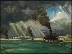 Le port de Montreal by Adrien Hébert, oil on canvas, sold Nov 2015