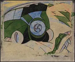 Paris Omnibus by Claude Flight, 1923, linocut in 4 colours, sold Oct 2015