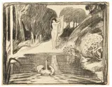 Leda (Schwanenweiher) by Ludwig von Hofmann, Um 1896, Kohle auf Bütten, sold May 2014