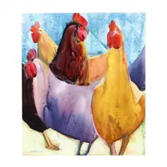 Chicken Group by J. Harrison, Mixed media on paper, sold Apr 2020