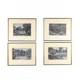Suite of Four Nocturnes by Arthur Werger, White chalk (pastel) and pencil on dark paper, sold Apr 2020