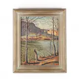 River Landscape by Edward Bruce, Oil on canvas, sold Apr 2020