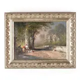 Neighborly Interlude by George Washington Nicholson, Oil on paper, sold Apr 2020