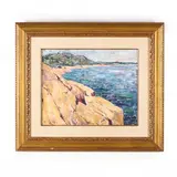 Coastal Scene by Dines Carlsen, Oil on board, sold Apr 2020