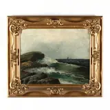 Crashing Surf by Frederick Theodore Weber, Oil on canvas, sold Apr 2020