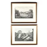 Two Views of Rome by Luigi Rossini, Etching and engraving, sold Apr 2020