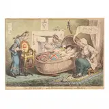The Nursery; With Britannia Reposing in Peace by James Gillray, Hand-colored etching, sold Apr 2020