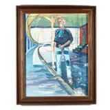 Portrait of a Man at a Subway Stop by Henry Vermillion, Oil on canvas, sold Apr 2020