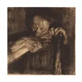Beim Dengeln (Sharpening the Scythe) by Käthe Kollwitz, Etching and aquatint, sold Apr 2020