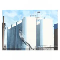 Chemical Storage Tanks by Edmund Lewandowski, Gouache on paper, sold Mar 2020