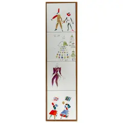Fliesenbild 'Pulcinella' by Gio Ponti, 1940, Je 20 x 20 cm (Vier Motive), offered Oct 2026