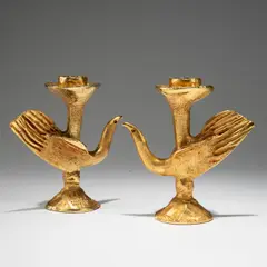 Zwei Kerzenleuchter by Pierre Casenove, 1994, Bronze, vergoldet (Fondica, Paris), sold Oct 2026