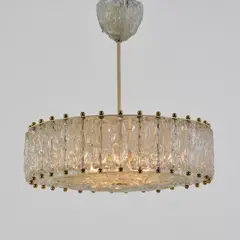 Deckenleuchter by Aureliano Toso, 1960, Messingblech, Messingkugeln, Metallrohr, weiß lackiert, Aluminium, farbloses Muranoglas (Barovier & Toso, Murano (zugesc, sold Oct 2026