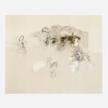 Estudiando a Rembrandt III by Jacobo Borges, 1976, watercolor and India ink on paper, sold Dec 2023