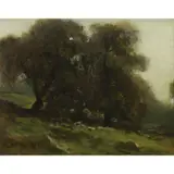 Trees on a Hill by William Keith, 1871, oil on canvas, sold Sep 2026