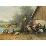 Untitled (Pond Scene with Peacock by William Hahn, oil on board, sold Sep 2026