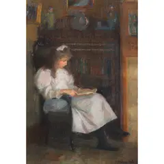 Untitled (In the Library) by J. Alden Weir, pastel, sold Sep 2026